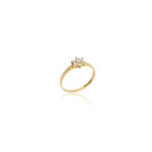 Anillo Floral y Circonitas Oro 18 Klt