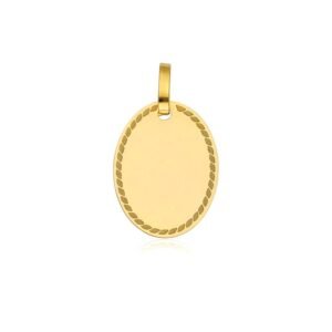 Colgante Placa Maciza Ovalada Oro 18 Klt