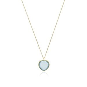 Collar Corazón Aguamarina Oro 18 Klt