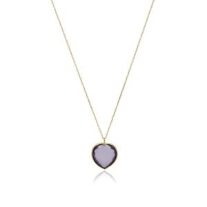 Collar Corazón Amatista Oro 18 Klt
