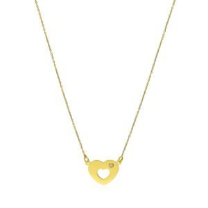 Collar Corazón Calado Circonita Oro 18 Klt