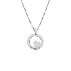 Collar Corazón Circulado Plata Ley 925.