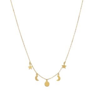 Collar Estrellas y Lunas Lisas Oro 9 Klt
