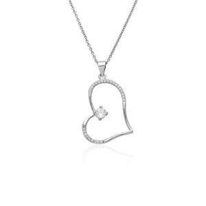 Collar Heart Zircon Plata Ley 925