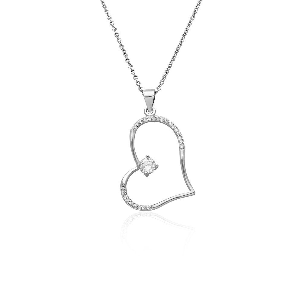 Collar Heart Zircon Plata Ley 925
