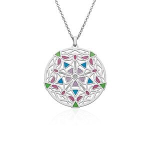 Collar Mandala Esmaltada Plata Ley 925