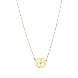 Collar Trébol Suerte Circonita Oro 18 Klt