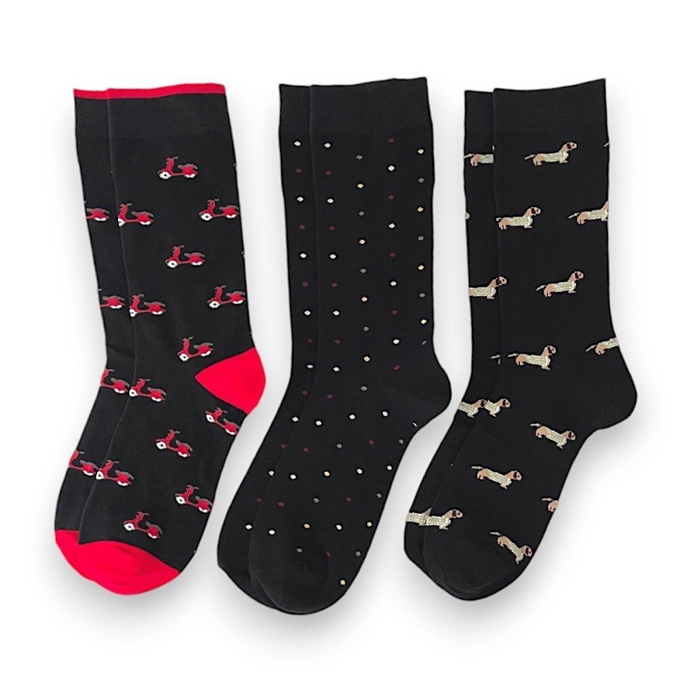 Pack 3 Pares Calcetines Lunares, Perros y Moto Vespa - Imagen 2