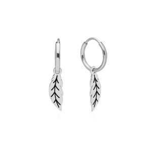 Pendientes Aro con Pluma Plata Ley 925.