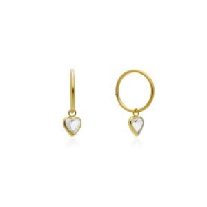 Pendientes Aro Corazón Oro 18 Klt
