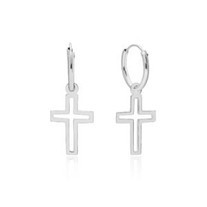 Pendientes Aro Cruz Calada Plata Ley 925