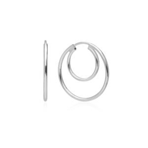 Pendientes Aros Dobles Plata Ley 925.