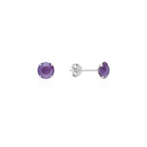 Pendientes Circonita Lila Plata Ley 925