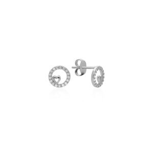 Pendientes Círculo Corazón Plata Ley 925