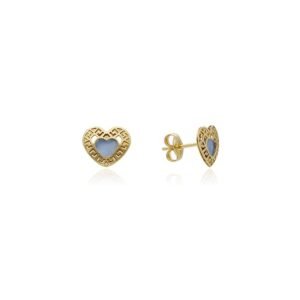 Pendientes Corazón Greca Nácar Oro 18 Klt