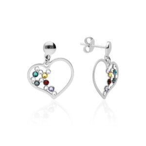Pendientes Corazón Multicolor Plata Ley 925.