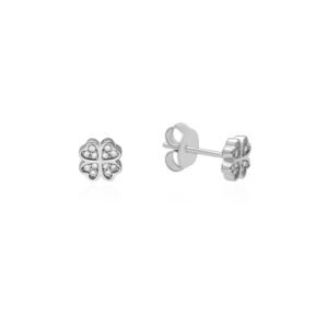 Pendientes Trébol Suerte Plata Ley 925
