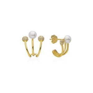 Pendientes Tres Vias Perlas Plata Ley 925