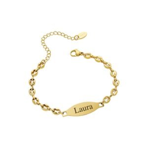 Pulsera Cadena Barco y Placa Acero 316 L