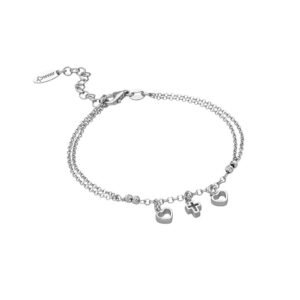 Pulsera Corazones Cruz Plata Ley 925