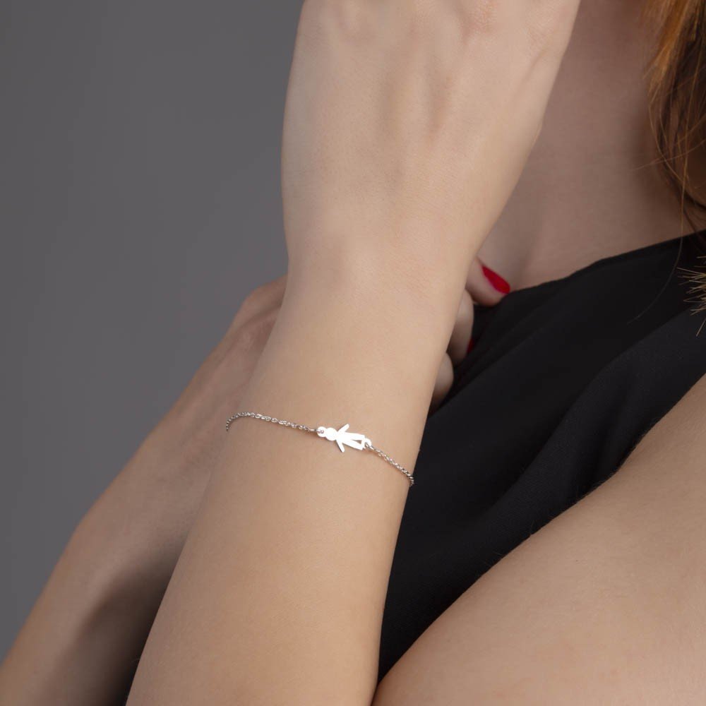 Pulsera Silueta Niño Plata Ley 925 - Imagen 2