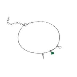 Pulsera Tobillera Suerte Plata Ley 925
