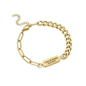 Pulsera Twist Eslabones Placa Acero 316 L