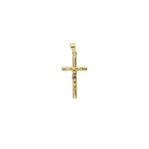 Cruz Cristo Madero Redondo Oro 18 Klt