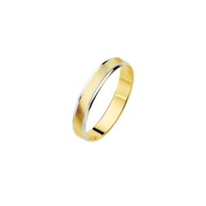 Alianza Bicolor Estrias Talladas Oro 9 Klt.