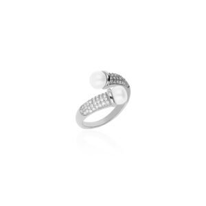 Anillo Tú y Yo Perlas Plata Ley 925
